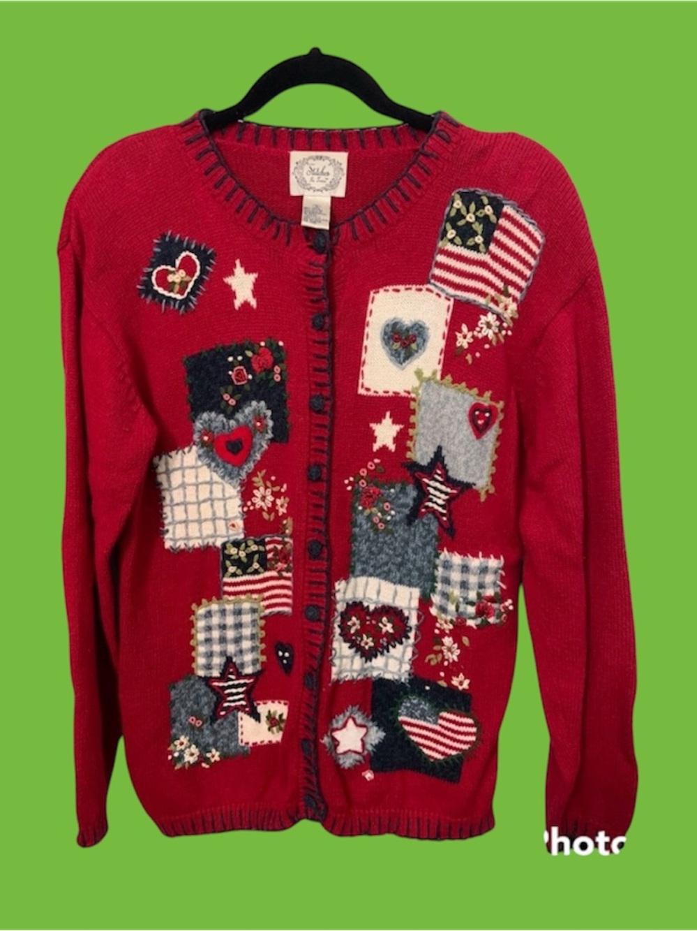 Beautiful americana stars and stripes sweater by stitches in time size medium